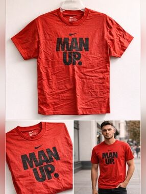 Nike “MAN UP.” Graphic Tee – Bold Red Streetwear Shirt